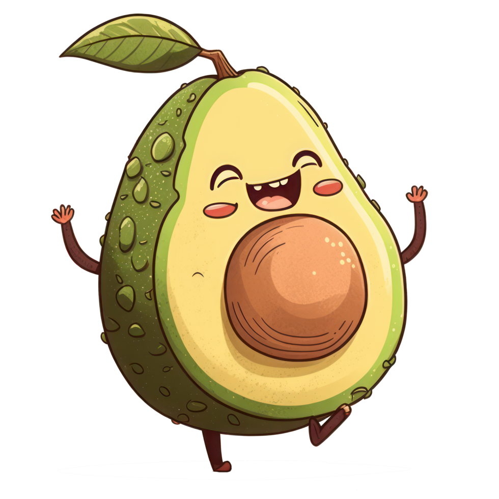 cute happy avocado character . AI Generated png