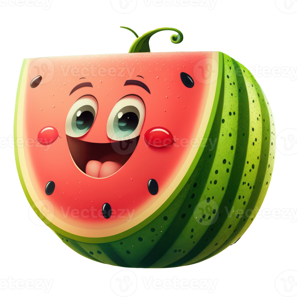 cute happy watermelon character . AI Generated png