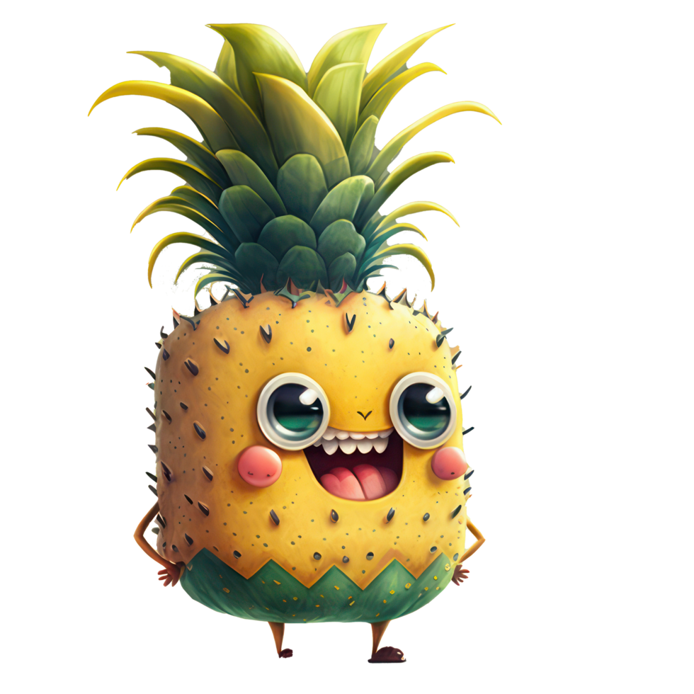 cute happy pineapple character . AI Generated png