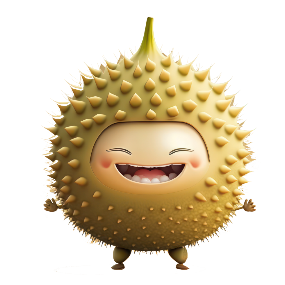 cute happy durian character . AI Generated png