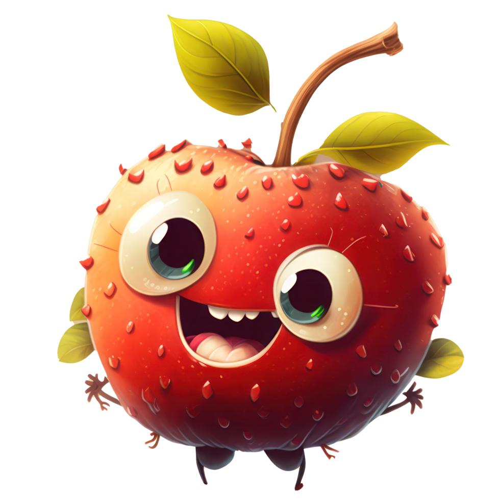 cute happy apple character . AI Generated png