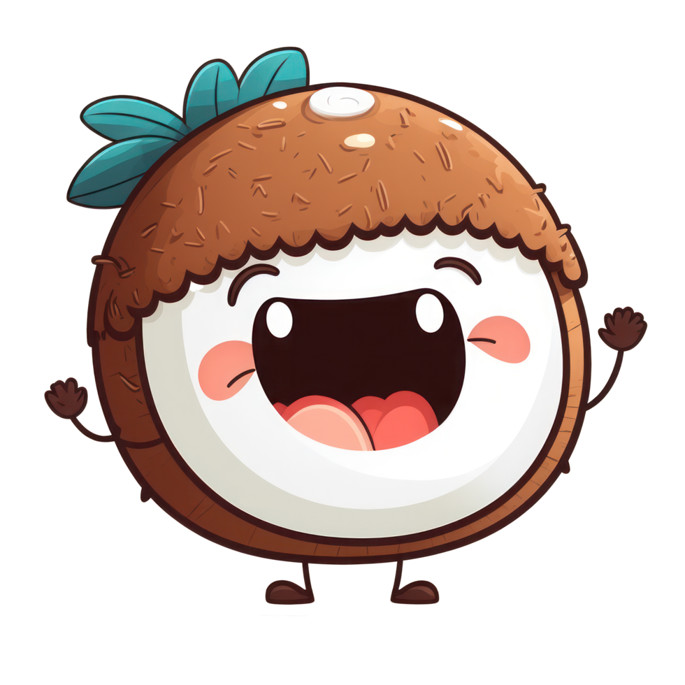 cute happy coconut character . AI Generated png