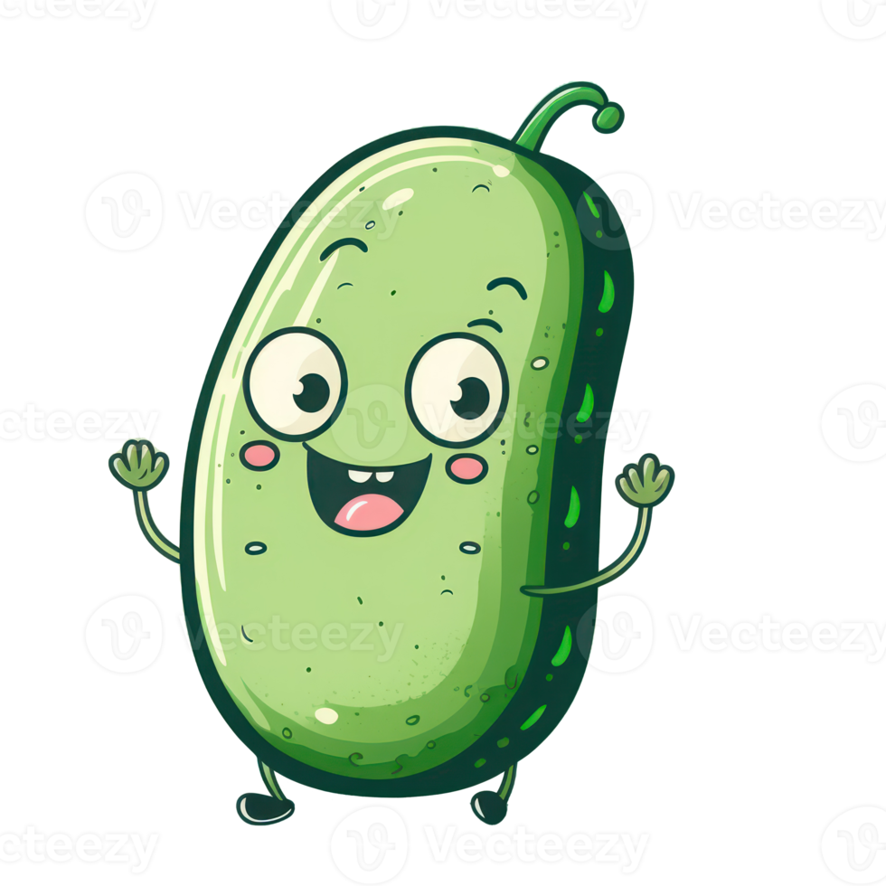 cute happy cucumber character . AI Generated png