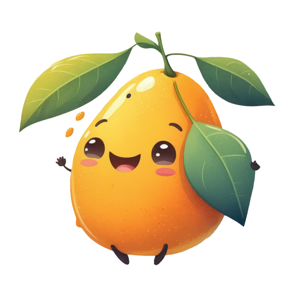 cute happy mango character . AI Generated png