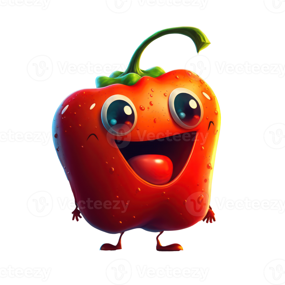 cute happy bell pepper character . AI Generated png