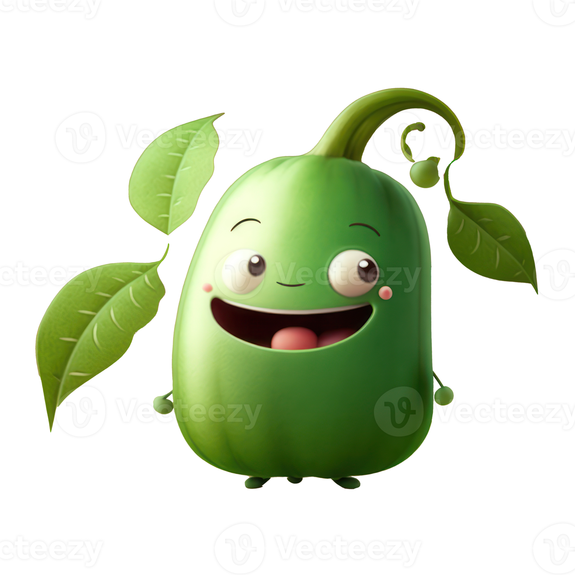 cute happy green bean character . AI Generated 22948348 PNG