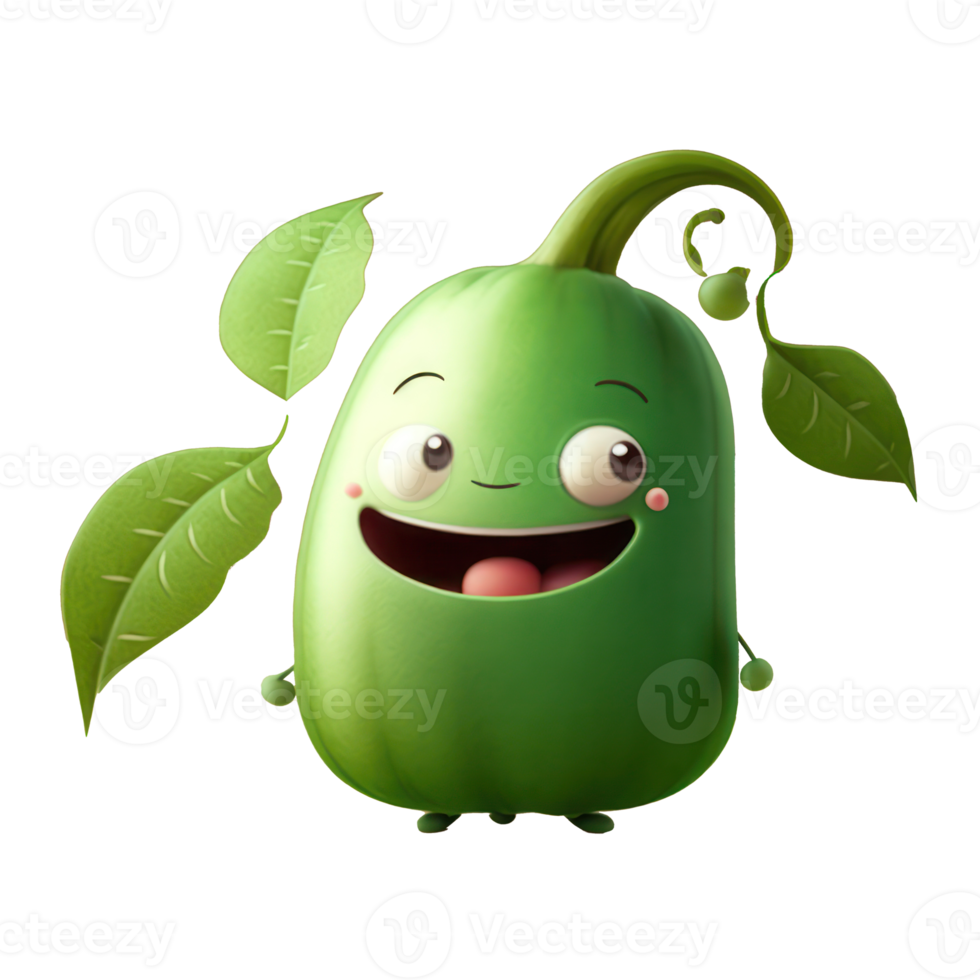 cute happy green bean character . AI Generated png