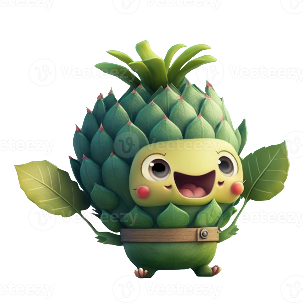 cute happy artichoke character . AI Generated png