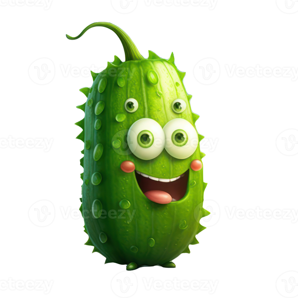 cute happy cucumber character . AI Generated png