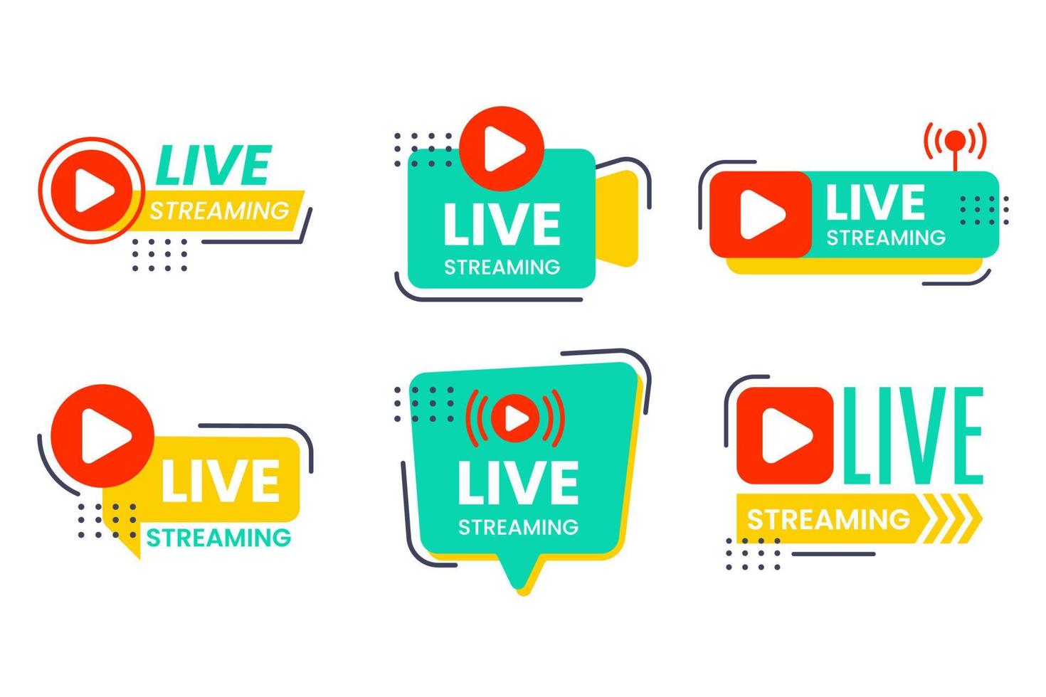 Set of Live Streaming Badge vector