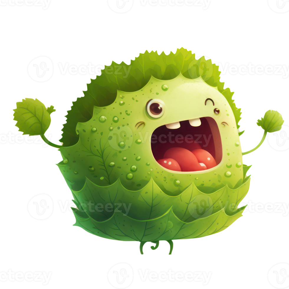cute happy lettuce character . AI Generated png