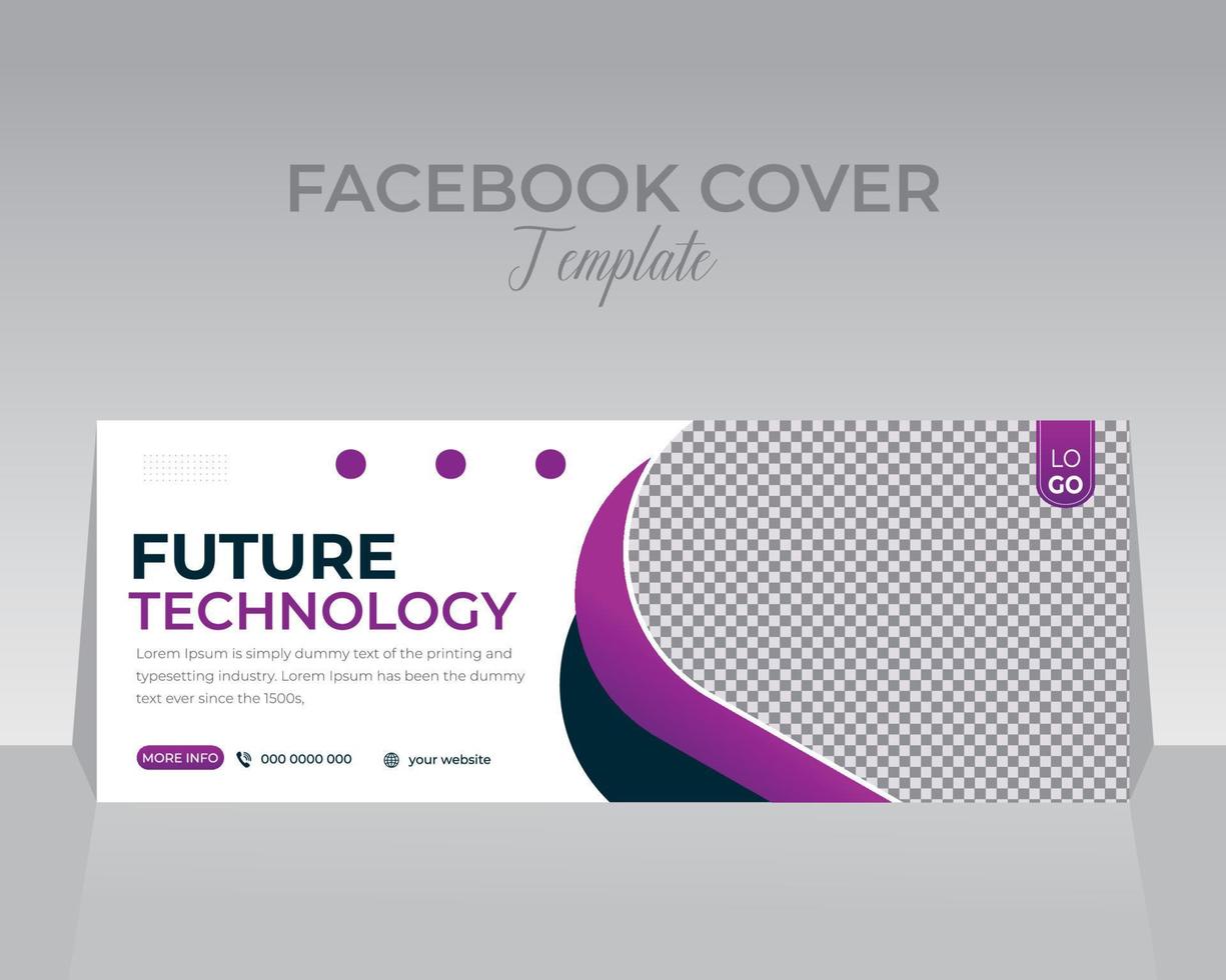 Technology Facebook Cover Template Design vector