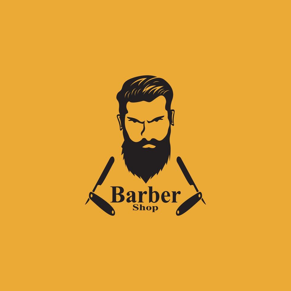 Barber Shop Hair Style Silhouette Vector Template