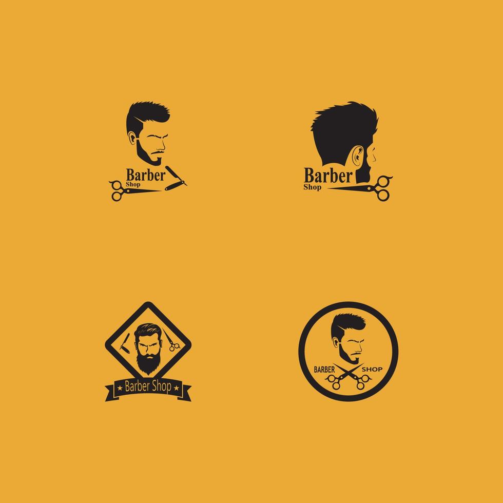 Barber Shop Hair Style Silhouette Vector Template