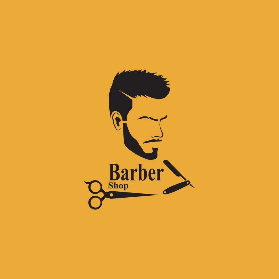 Barber Shop Hair Style Silhouette Vector Template