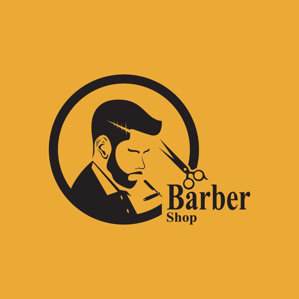 Barber Shop Hair Style Silhouette Vector Template