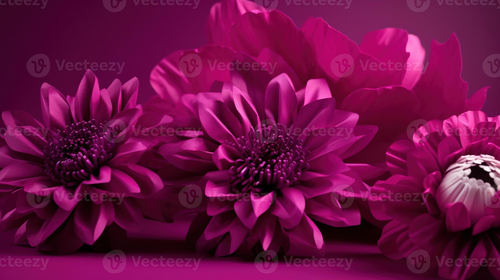 , Paper cut craft flowers and leaves, viva magenta color, floral origami textured background, spring mood. Photorealistic effect. photo