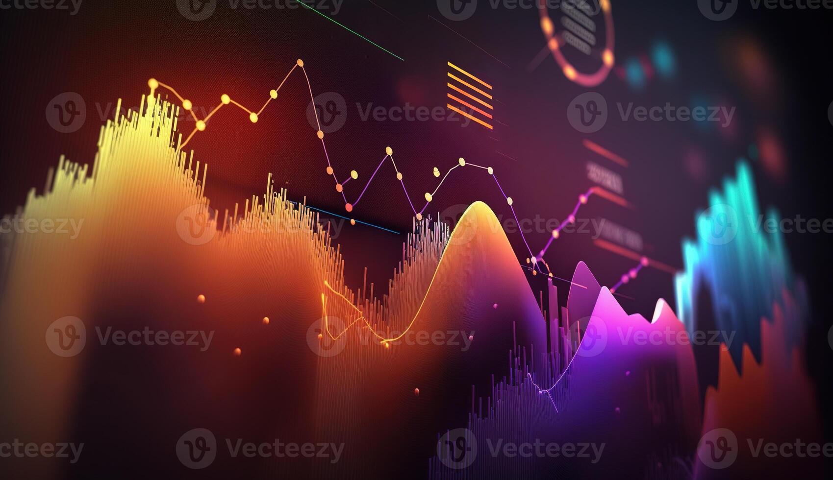 , stock market chart lines, financial graph on technology abstract background represent financial crisis, financial meltdown. Technology concept, trading market concept. photo