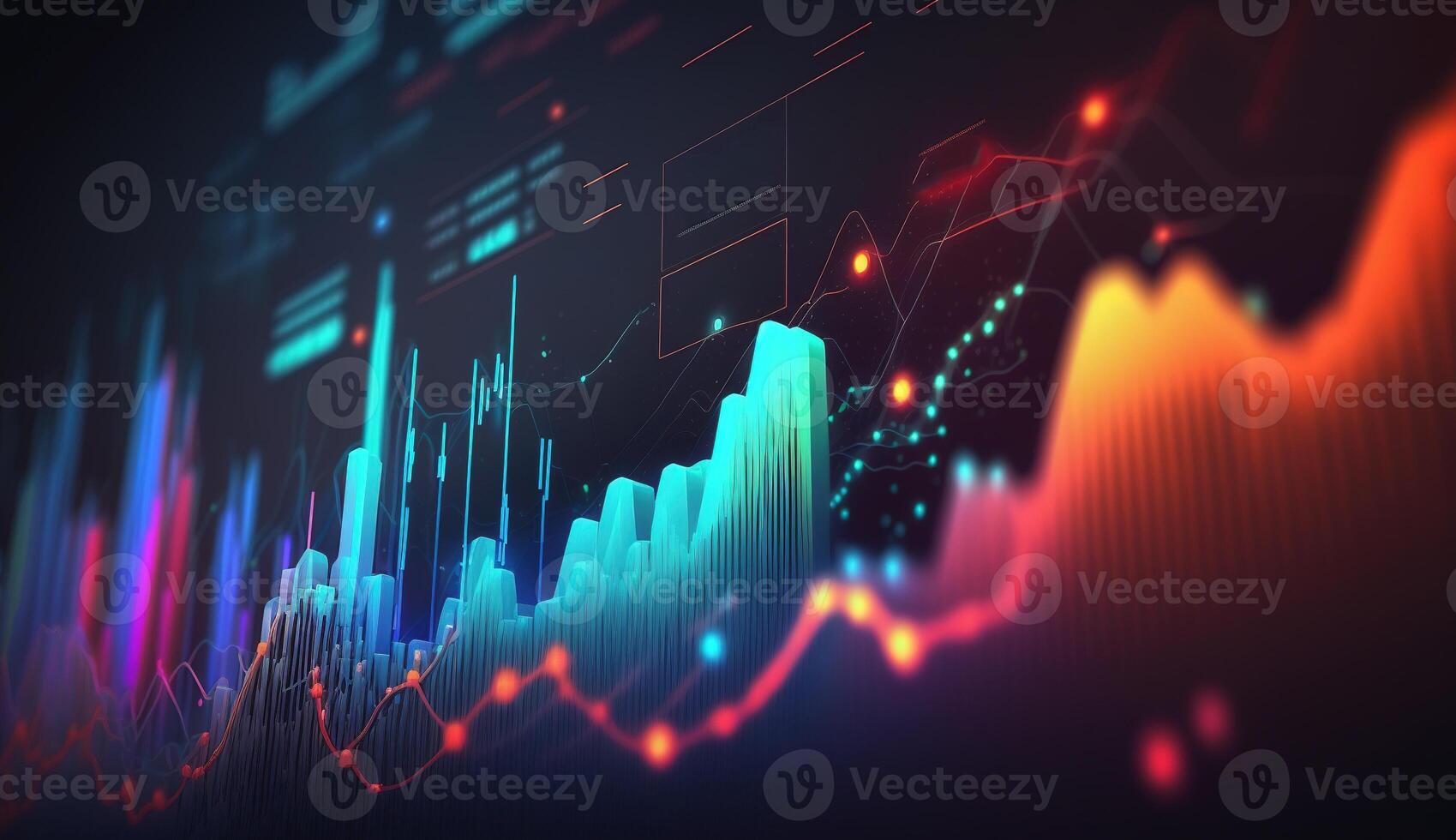 generativo ai, valores mercado gráfico líneas, financiero grafico en tecnología resumen antecedentes representar financiero crisis, financiero fusión de un reactor. tecnología concepto, comercio mercado concepto. foto