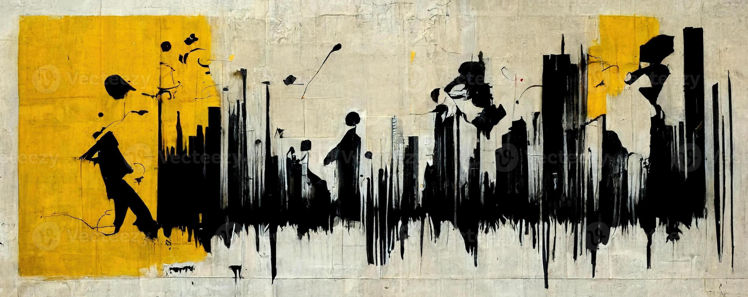 generativo ai, tinta negro calle pintada Arte en un texturizado papel Clásico fondo, inspirado por Banksy foto