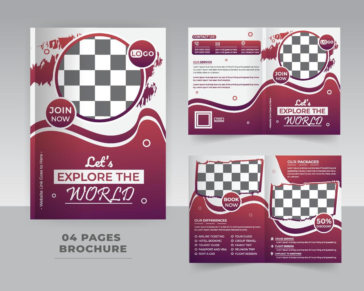 4 Page Travel Brochure Template Design vector