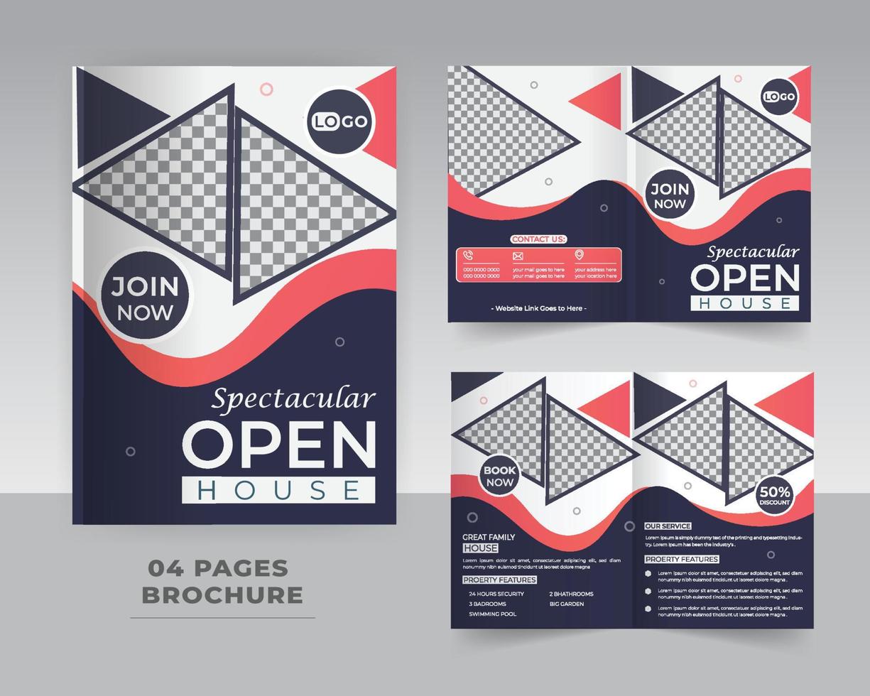 4 Page Construction Brochure Template Design vector