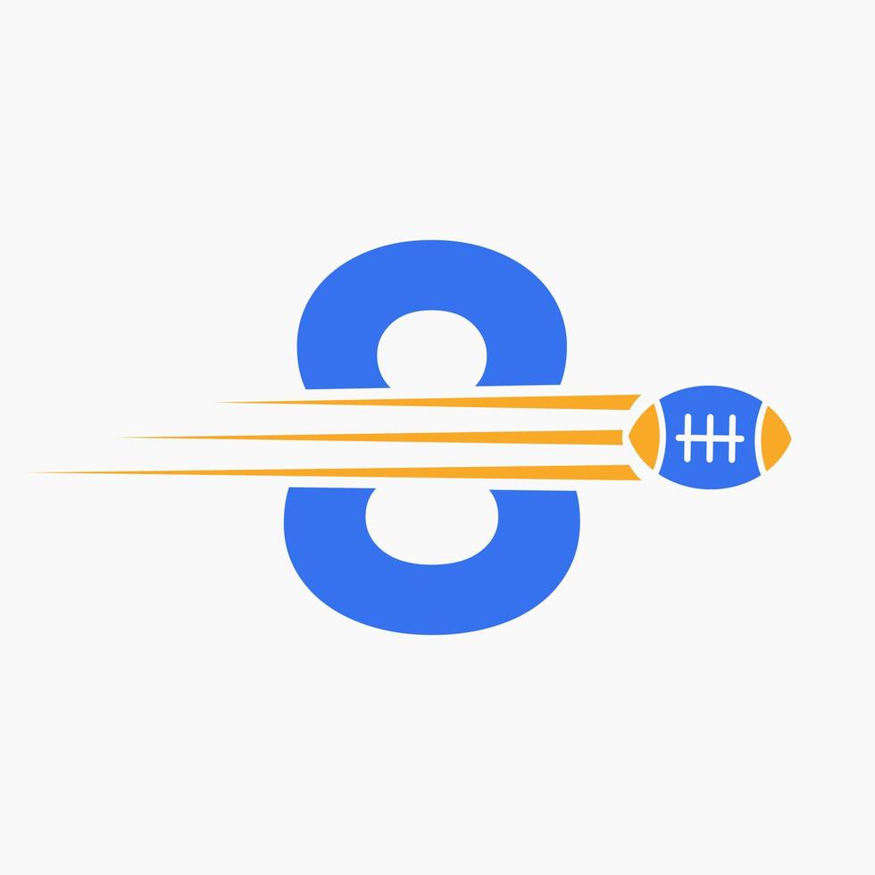 letra 8 rugby, fútbol americano logo combinar con rugby pelota icono para americano fútbol club símbolo vector