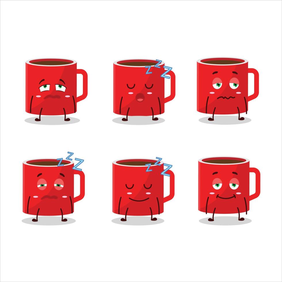 dibujos animados personaje de vaso de café con soñoliento expresión vector