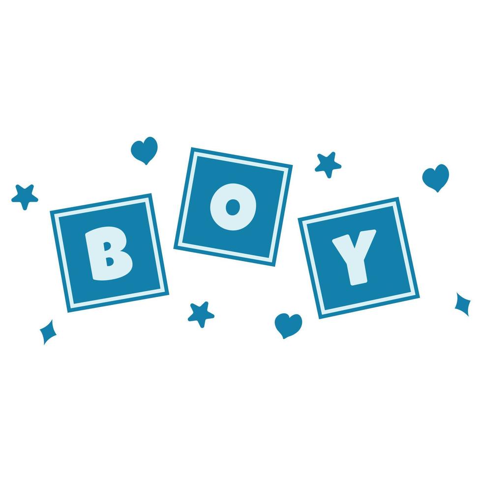 Charming Baby Boy Blocks. Baby Shower Design. Vector illustration