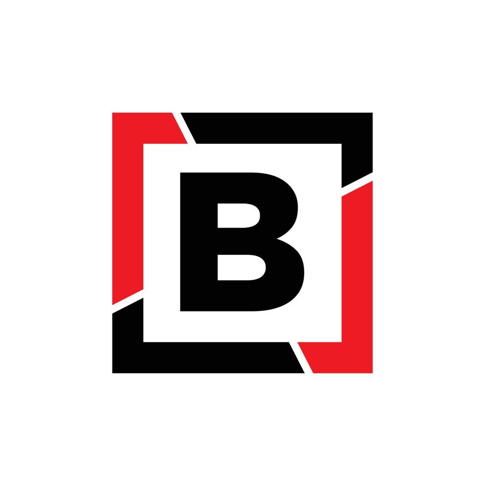B letter with red black frame monogram. B company icon. vector