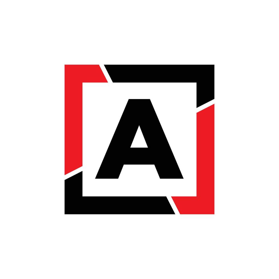 letter A with red black frame monogram. A icon. vector