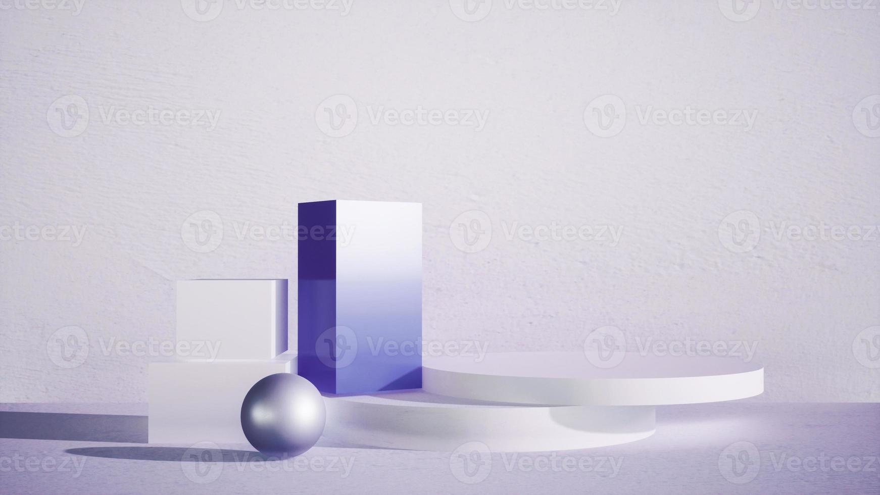 Abstract 3D products display podium showcase for scene with geometric shape. 3d rendering with white glass  stage to show cosmetic products. Lighting in luxury Violet studio. photo