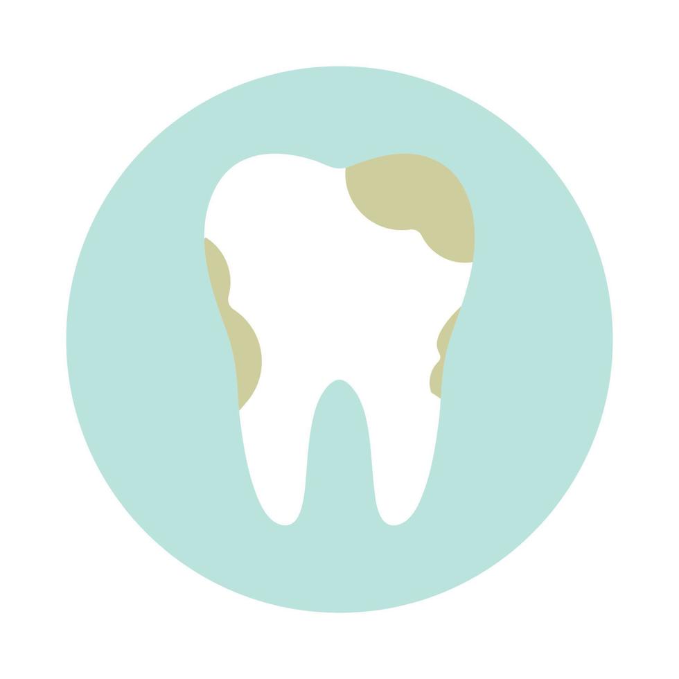 Flat icon of a dirty tooth. Vector illustration