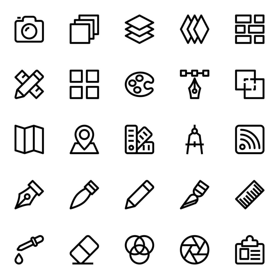 Outline icons for web Design and development. vector