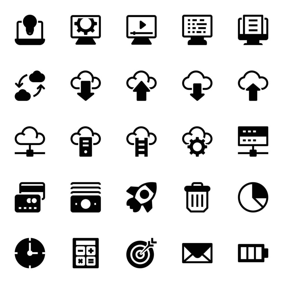 Glyph icons for web Design and development. vector