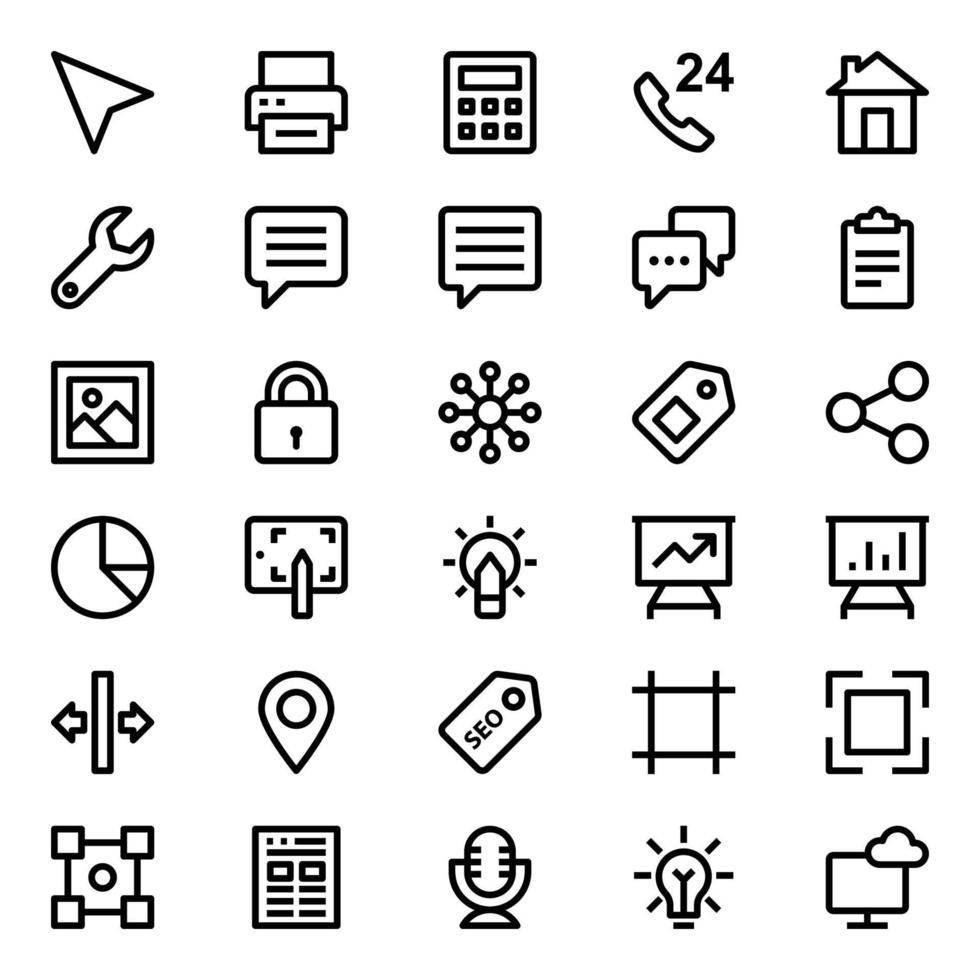 Outline icons for web Design and development. vector