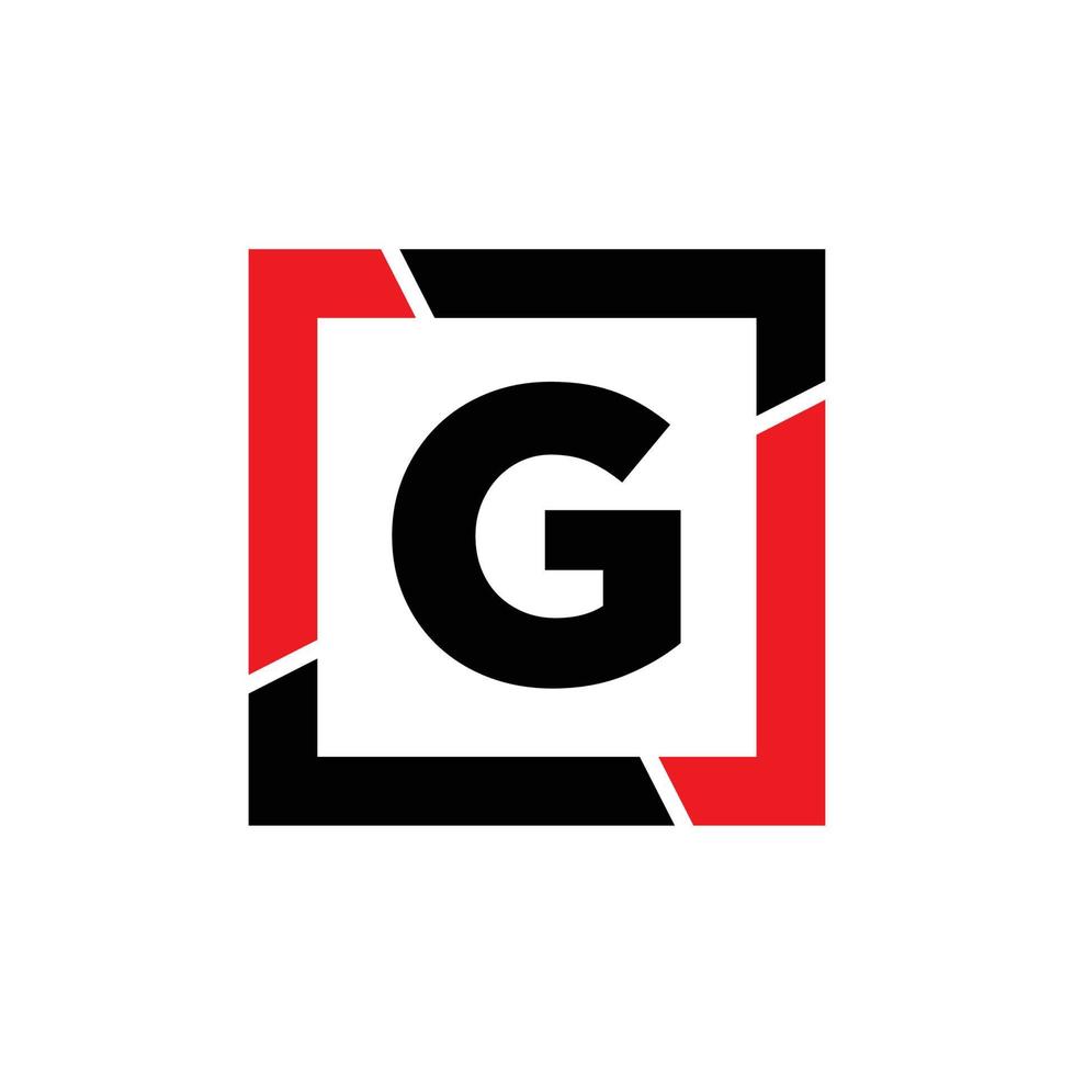 G letter with red black frame monogram. G company icon. vector