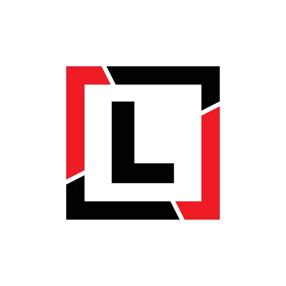 L letter with red black frame monogram. L company icon. vector