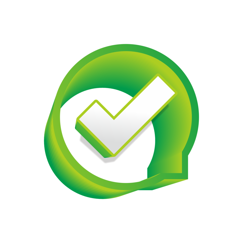 green checkmark icon with text balloon frame png