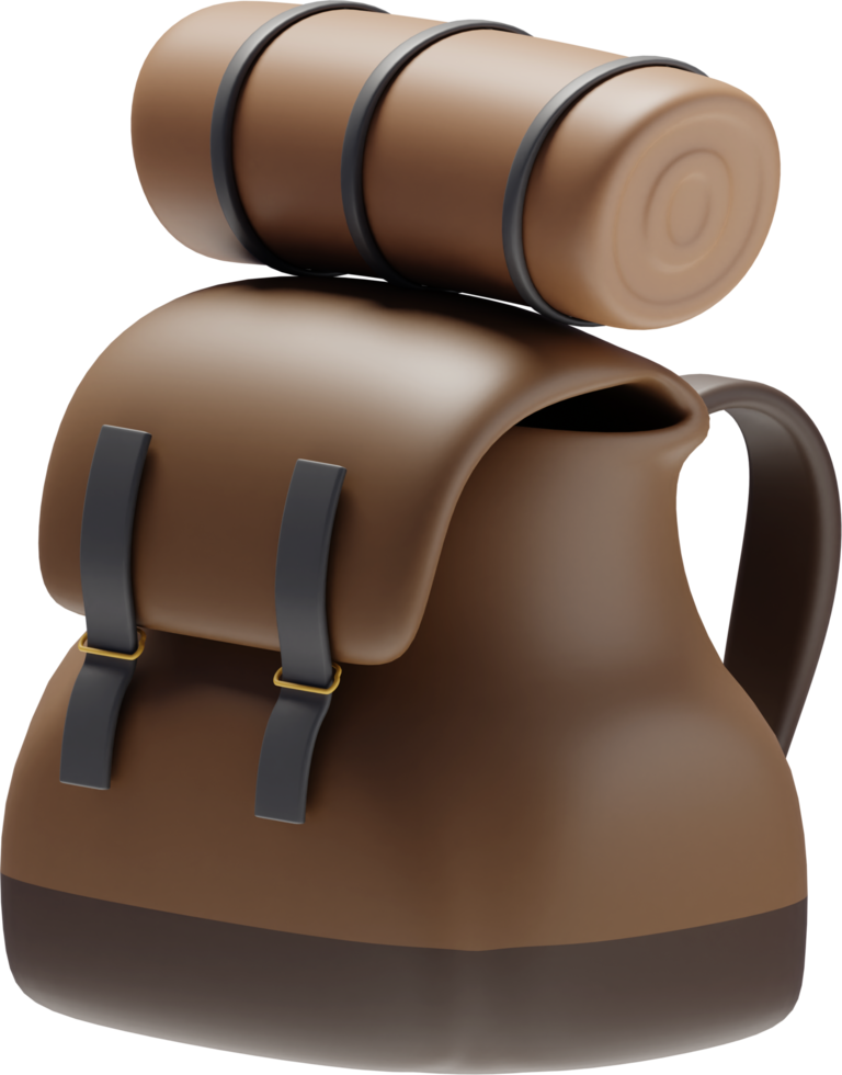 Backpack and travel bag, Travel leather hipster backpack concept, Backpack 3d render. png