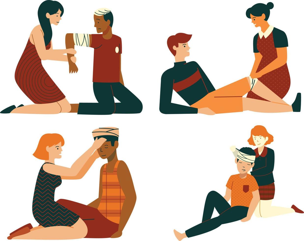 set of people in situations. Flat vector illustration.