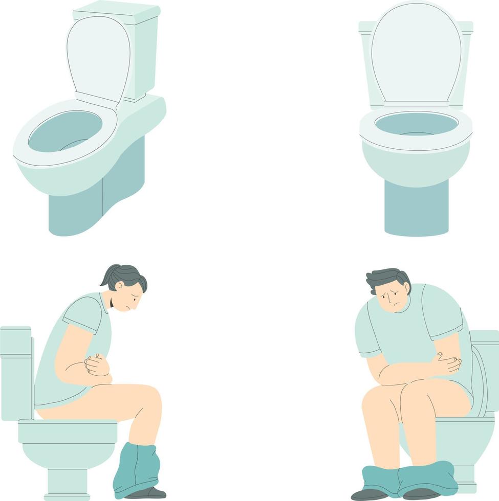 Illustration of a man sitting on the toilet. Vector illustration.