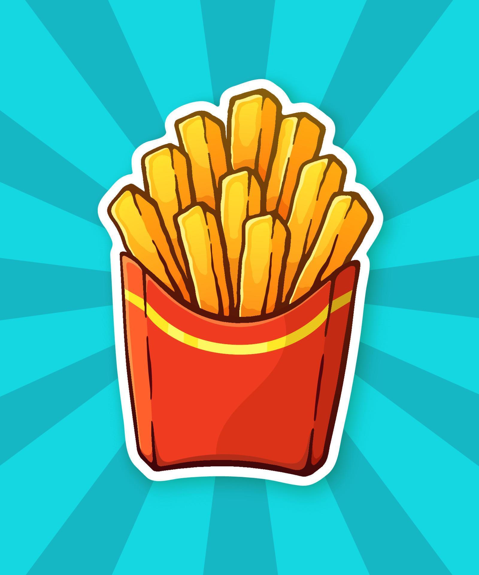 Sticker of cartoon french fries in a paper red pack 22950937 Vector Art