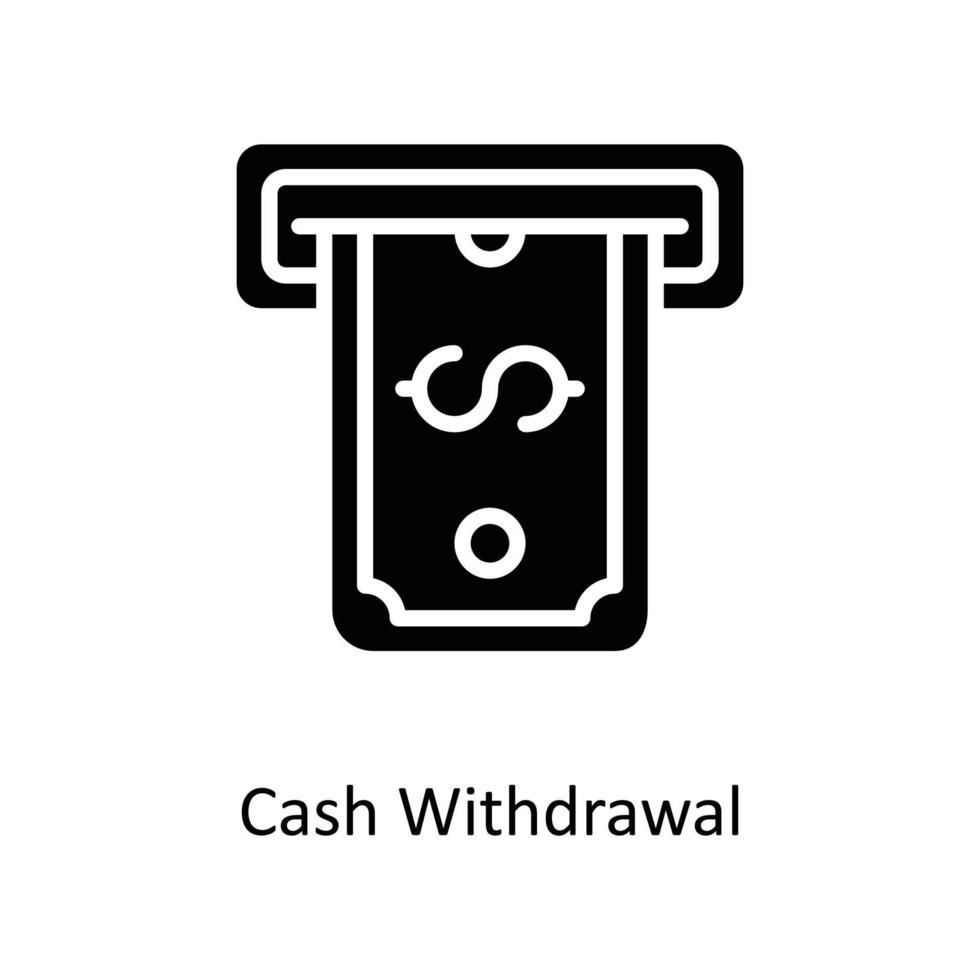 Cash Withdrawal Vector   Solid icons. Simple stock illustration stock