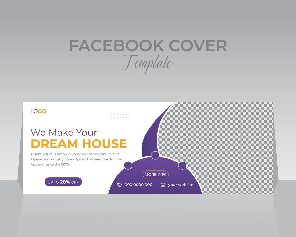 Construction Facebook Cover Template Design vector