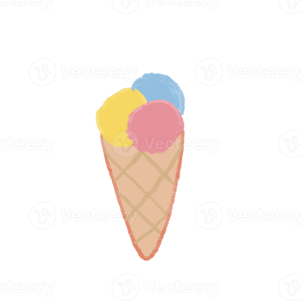 pastel ice cream cone waffle png