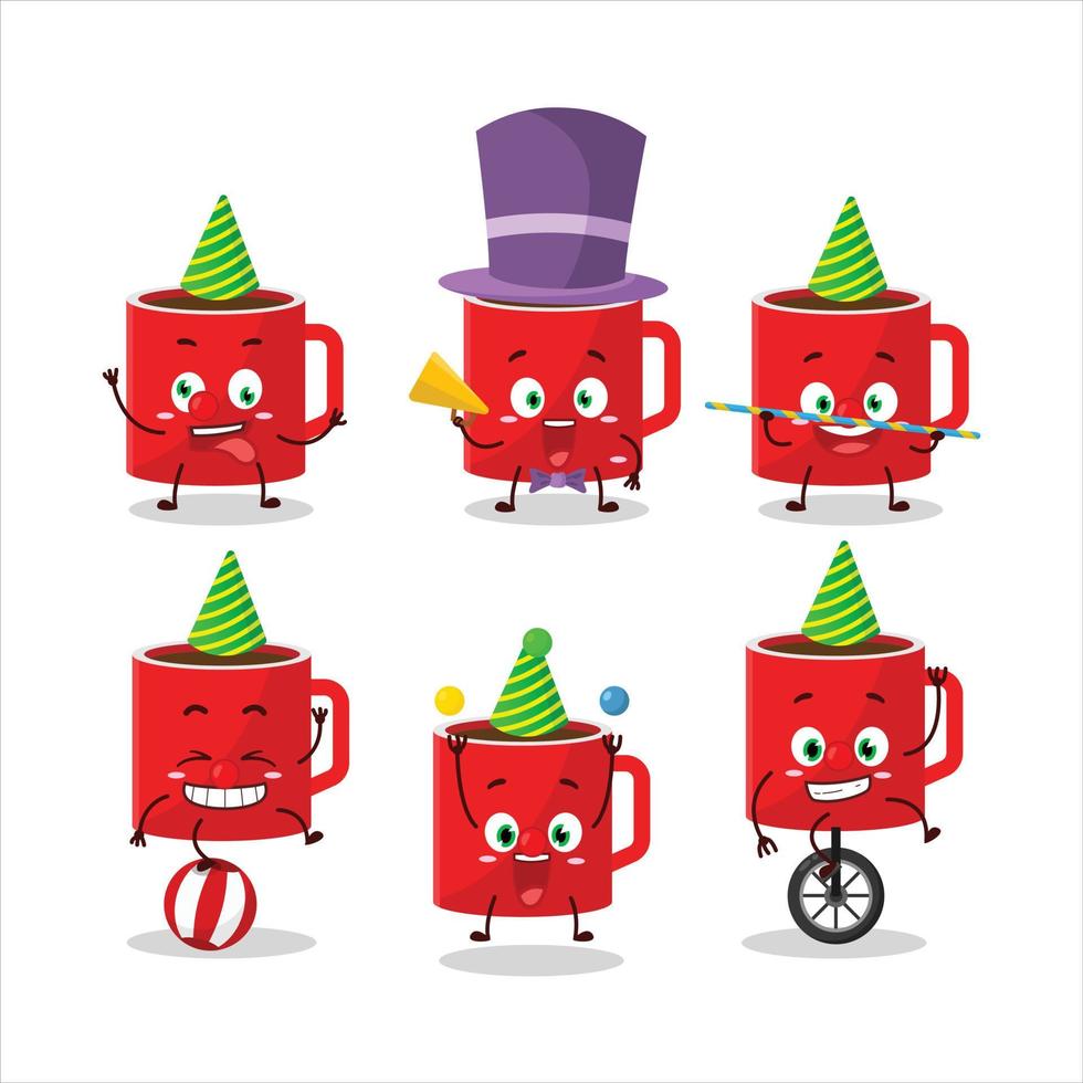 Cartoon character of glass of coffee with various circus shows vector