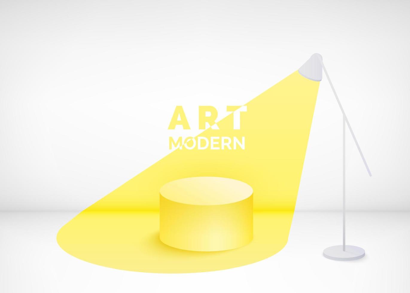 moderno Arte estudio. amarillo ligero Mancha emanando desde lámpara mezcla dentro escena. negro y amarillo diseño contemporáneo vacío podio. vector ilustración