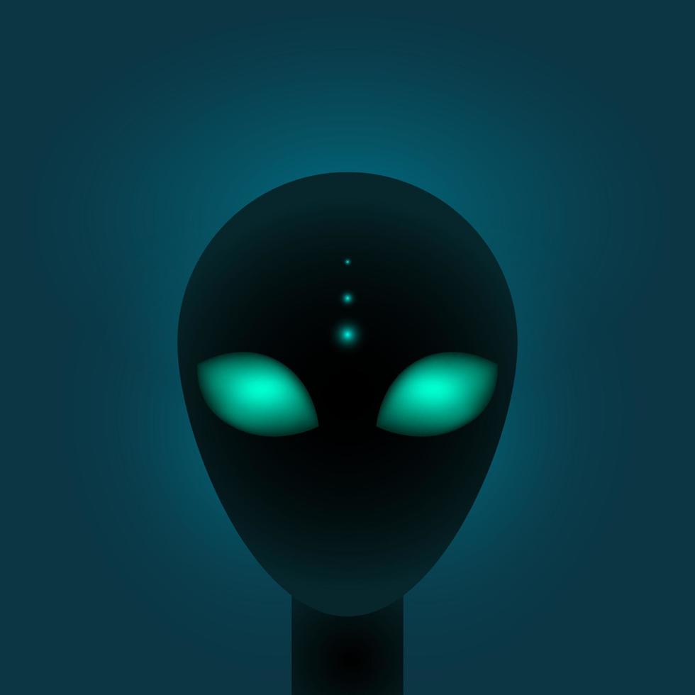 cabeza de extraterrestre con grande verde ojos. ciencia ficción o paranormal criatura. vector ejemplar