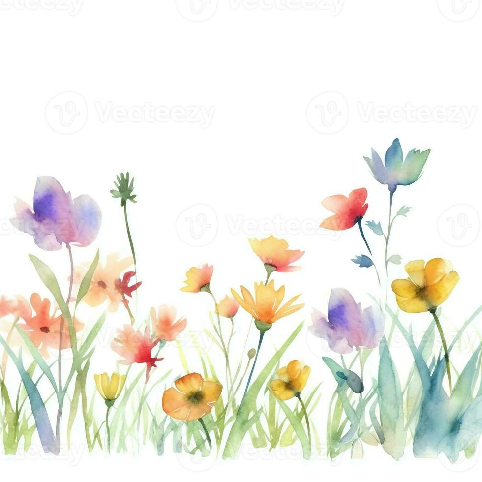 Watercolor spring flowers photo